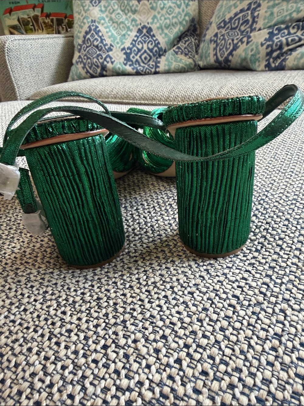 Loeffler Randall Camille Metallic Emerald Green Bow heels - Picture 6 of 7